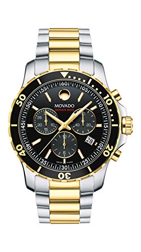 Movado Series 800 Chronograph Black Dial Two Tone Steel Strap Watch For Men - 2600146