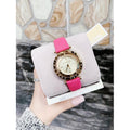 Michael Kors Averi Gold Dial Pink Leather Strap Watch for Women - MK2525