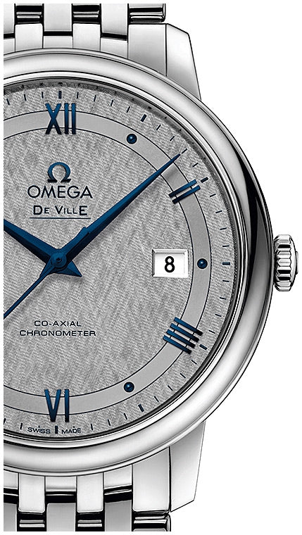 Omega De Ville Prestige Co-Axial Grey Dial Silver Steel Strap Watch for Men - 424.10.40.20.06.002