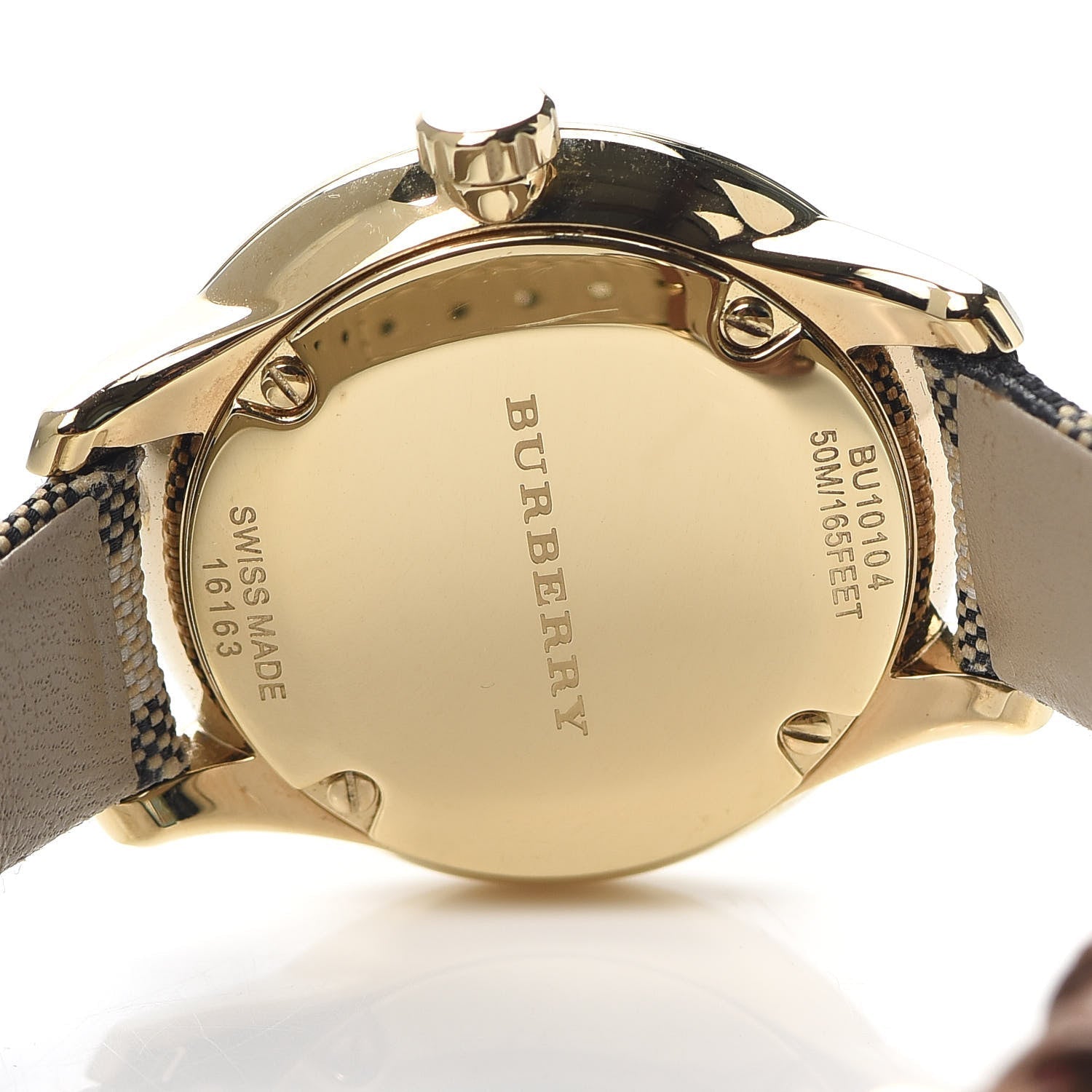 Burberry Classic Gold Dial Leather Strap Watch for Women - BU10104
