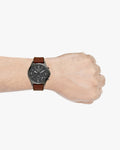 Fossil Forrester Chronograph Black Dial Brown Leather Strap Watch for Men - FS5815