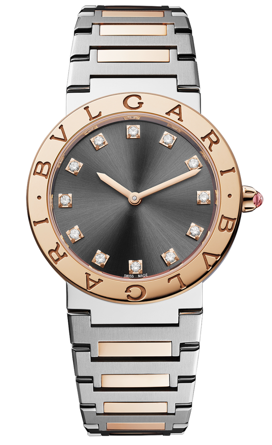 Bvlgari Lady Quartz Diamonds Grey Dial Two Tone Steel Strap Watch for Women - BVLGARI103067