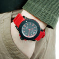 Emporio Armani Sportivo Quartz Black Dial Red Rubber Strap Watch For Men - AR6101