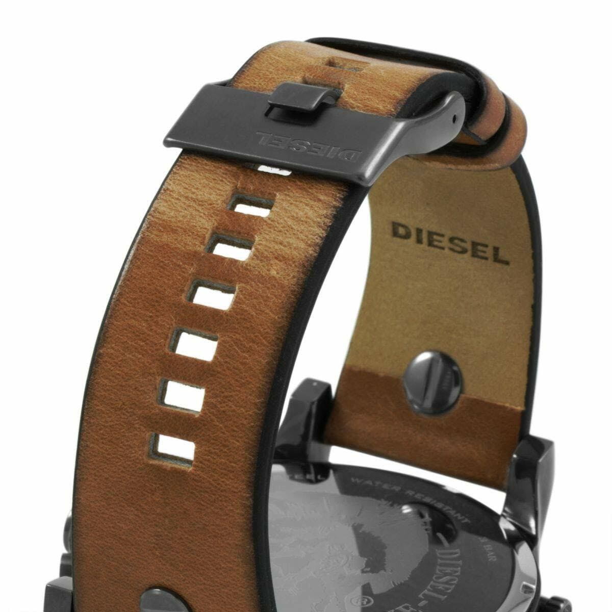 Diesel Mr Daddy 2.0 Black Dial Brown Leather Strap Watch For Men - DZ7332