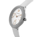 Swarovski Crystal Frost Silver Dial White Leather Strap Watch for Women - 5484070