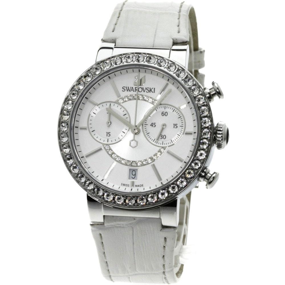 Swarovski Citra Sphere Chronograph White Dial White Leather Strap Watch for Women - 5027127