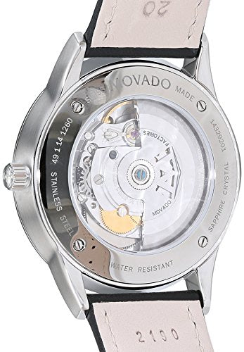 Movado 1881 Automatic Black Dial Black Leather Strap Watch for Men - 606873