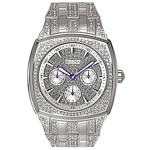 Bulova Crystal Collection Phantom Silver Dial Silver Steel Strap Watch for Men - 96C002