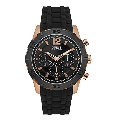 Guess Caliber Chronograph Black Dial Black Rubber Strap Watch for Men  - W0864G2