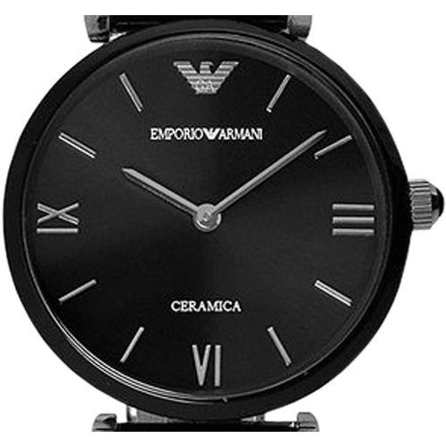 Emporio Armani Ceramica Black Dial Black Steel Strap Watch For Women - AR1487
