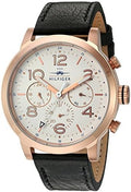 Tommy Hilfiger Jake Multifunction White Dial Black Leather Strap Watch for Men - 1791236