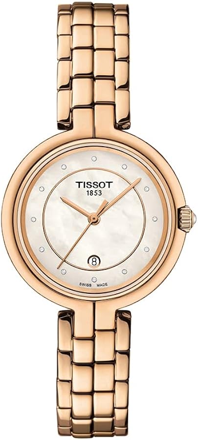 Tissot T Lady Flamingo Mother of Pearl Dial Rose Gold Steel Strap Watch For Women - T094.210.33.116.02