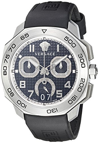 Versace Dylos Analog Black Dial Black Leather Strap Watch for Men - VQC010015