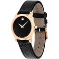 Movado Museum Classic Black Dial Black Leather Strap Watch For Women - 607061