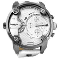 Diesel Badass Chronograph White Dial White Leather Strap Watch For Men - DZ7265