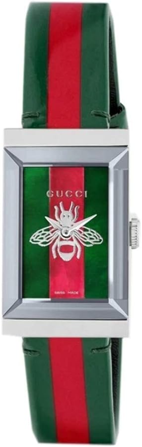 Gucci G Frame Quartz Green & Red Mother of Pearl Dial Multicolor Leather Strap Watch For Women - YA147408