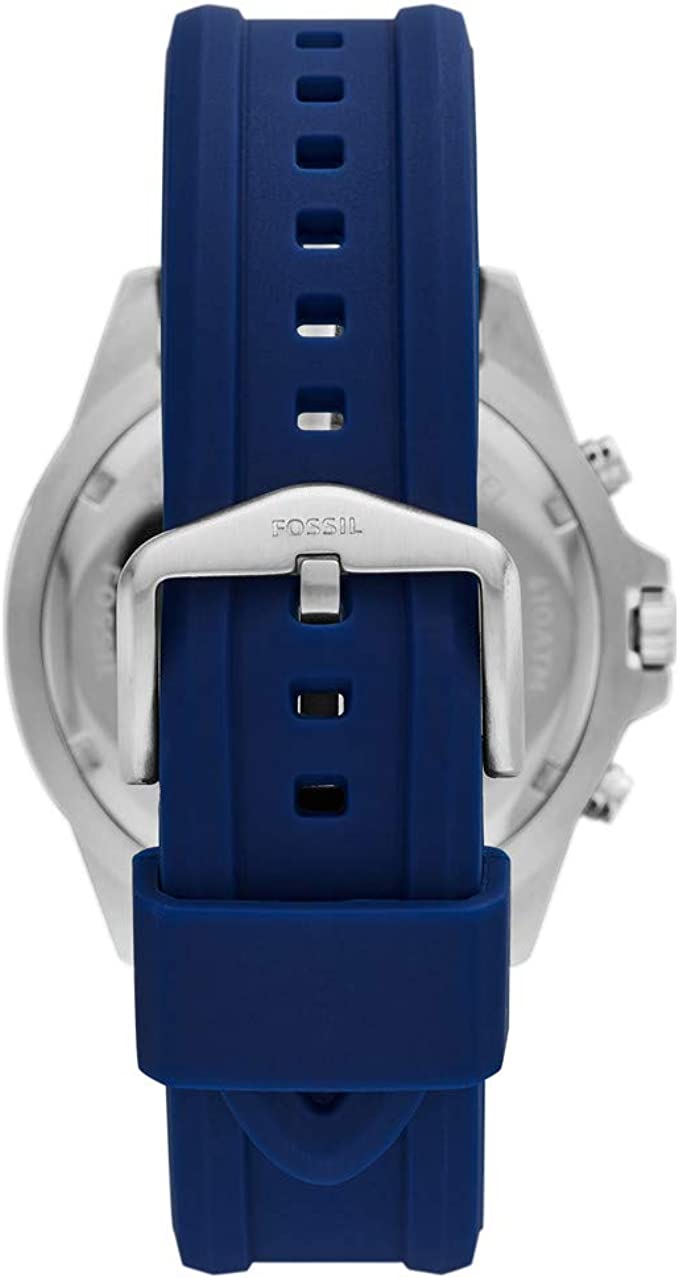 Fossil Garrett Chronograph Blue Dial Blue Rubber Strap Watch for Men - FS5709