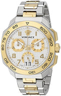 Versace Dylos Chronograph Silver Dial Two Tone Steel Strap Watch for Men - VQC030015