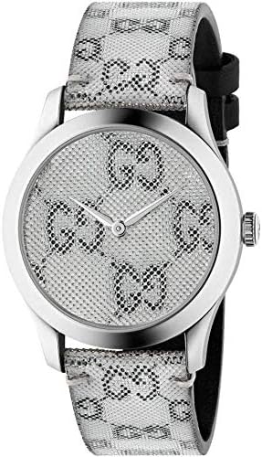 Gucci G Timeless Quartz Grey Dial Grey Leather Strap Watch For Men - YA1264058