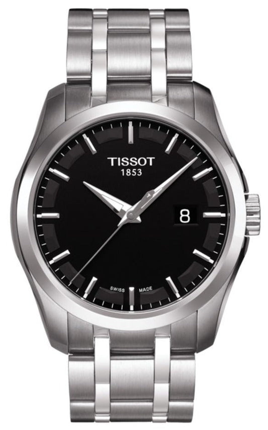 Tissot T Trend Couturier Chronograph Black Dial Silver Steel Strap Watch For Men - T035.410.11.051.00