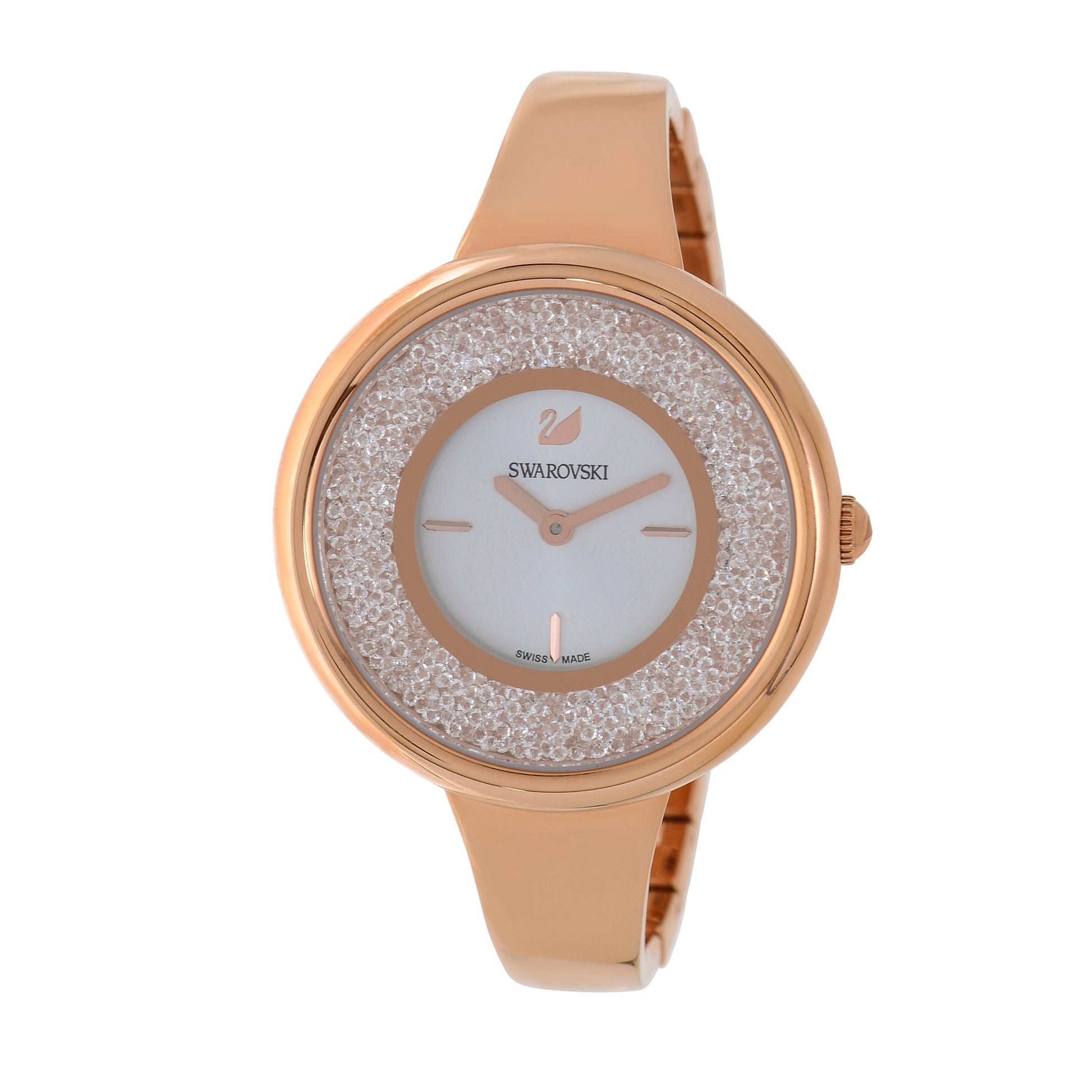Swarovski Crystalline Bracelet White Dial Rose Gold Steel Strap Watch for Women - 5269250