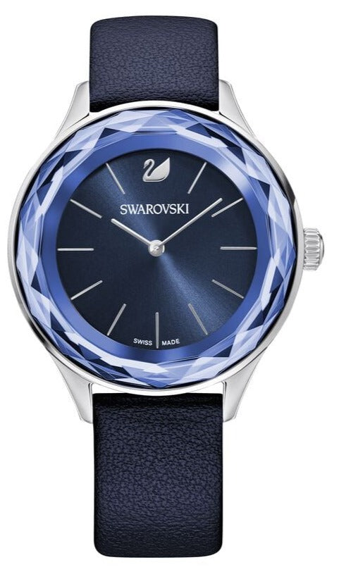 Swarovski Octea Nova Blue Dial Blue Leather Strap Watch for Women - 5295349