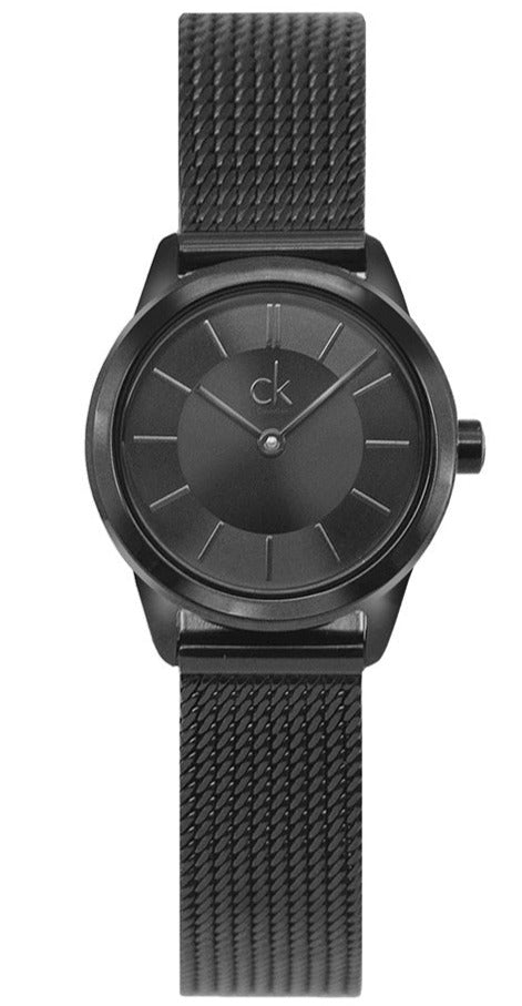 Calvin Klein Minimal Black Dial Black Mesh Bracelet Watch for Women - K3M234B1