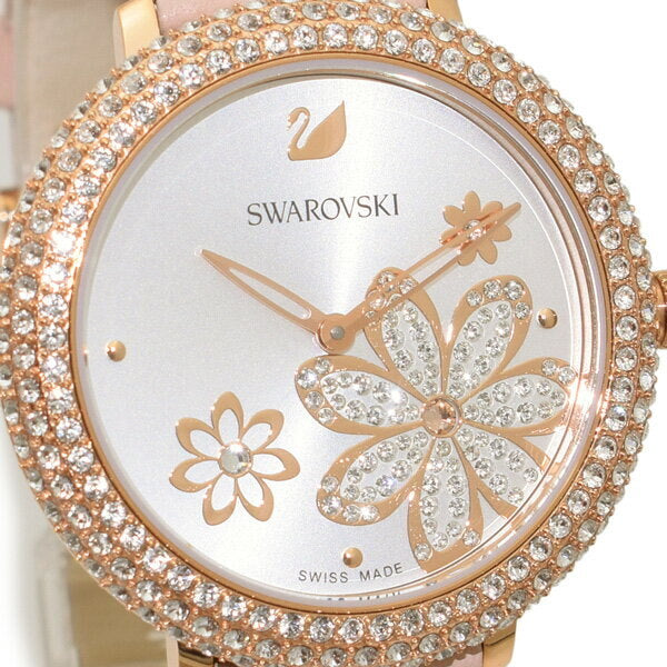 Swarovski Crystal Frost White Dial Pink Leather Strap Watch for Women - 5519223