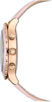Swarovski Octea Lux Chrono Pink Dial Pink Leather Strap Watch for Women - 5452501