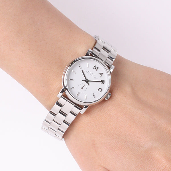Marc Jacobs Marc Baker White Dial Silver Stainless Steel Strap Watch for Women - MBM3246
