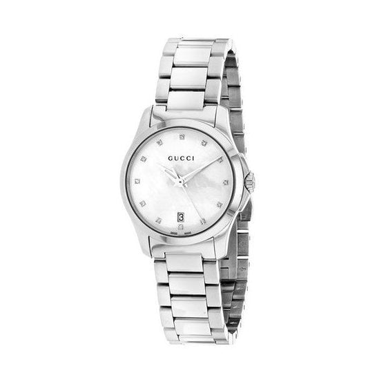 Gucci G Timeless Mother of Pearl Dial Silver Steel Strap Watch For Women - YA126542