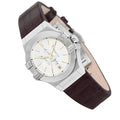 Maserati Potenza 35mm Silver Dial Brown Leather Strap Watch For Women - R8851108506