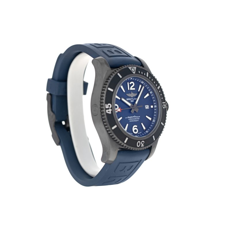 Breitling Superocean Automatic 46mm Blue Dial Blue Rubber Strap Watch for Men - M17368D71C1S1