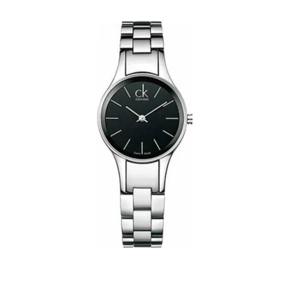 Calvin Klein Simplicity Black Dial Silver Steel Strap Watch for Women - K4323130