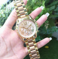 Michael Kors Bradshaw Rose Gold Dial Gold Steel Strap Watch for Women - MK6359