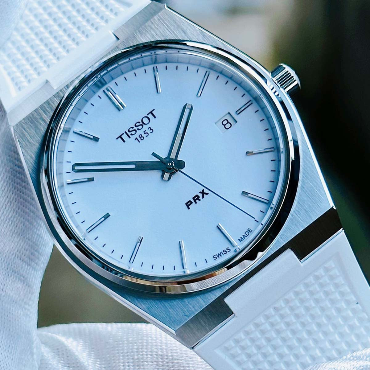 Tissot PRX 40 Quartz White Dial White Leather Strap Watch For Men -  T137.410.17.011.00