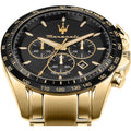 Maserati Traguardo 45mm Chronograph Black Dial Gold Stainless Steel Strap Watch For Men - R8873612041