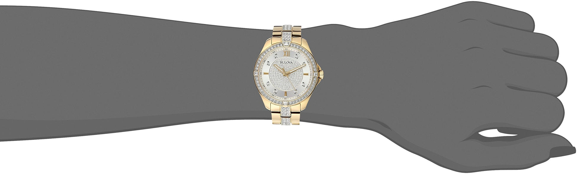 Bulova Crystal Collection Silver Crystal Dial Gold Steel Strap Watch for Women - 98L228