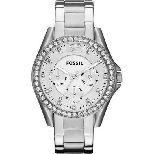 Fossil Riley Multifunction Silver Dial Silver Steel Strap Watch for Women - ES3202