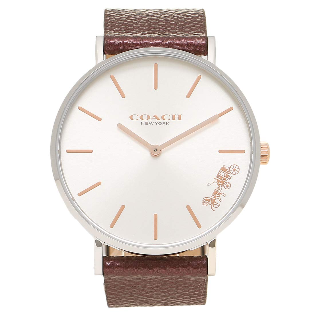 Coach Perry White Dial Brown Leather Strap Watch for Women - 14503154