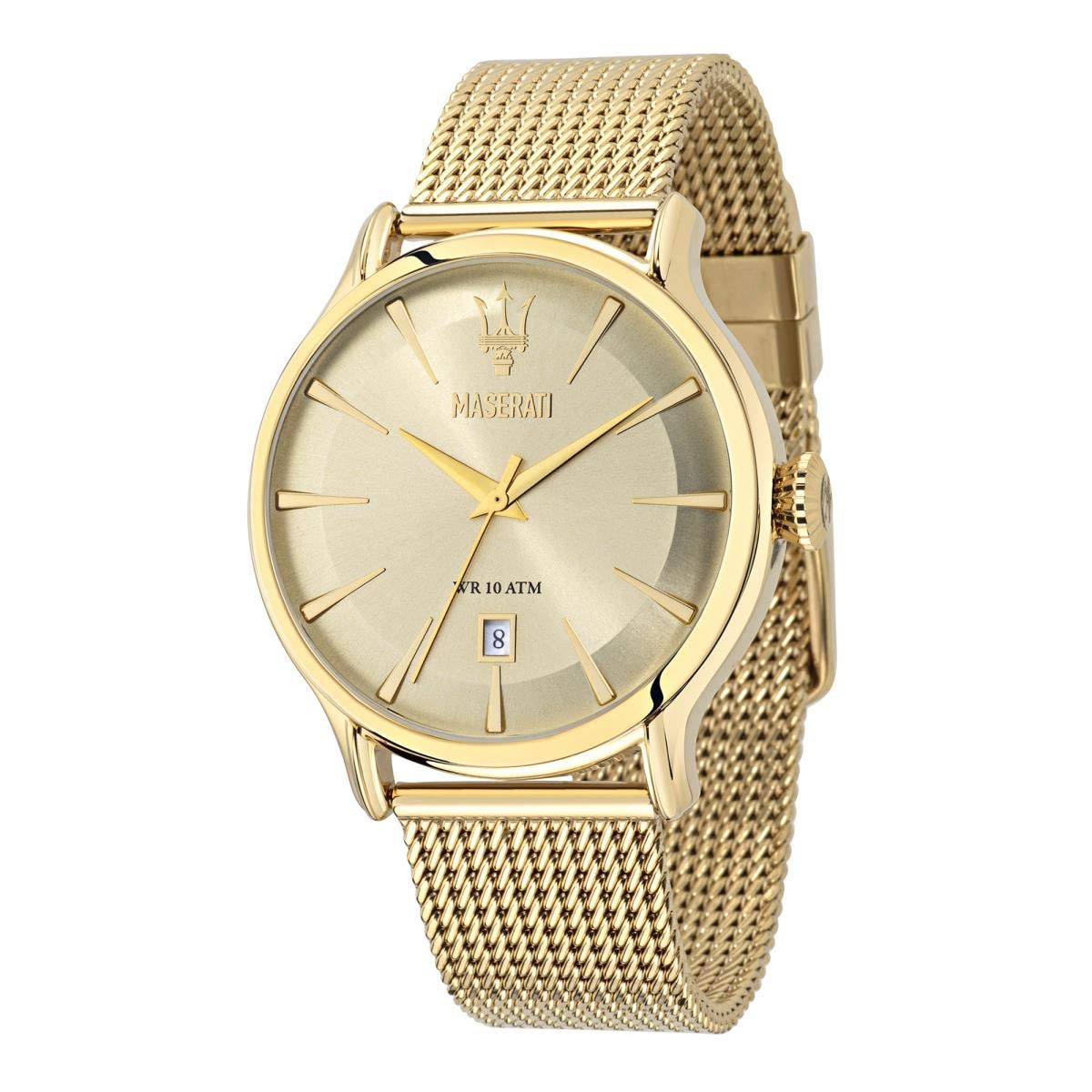 Maserati Epoca Golden Dial Golden Mesh Bracelet Watch For Men - R8853118003