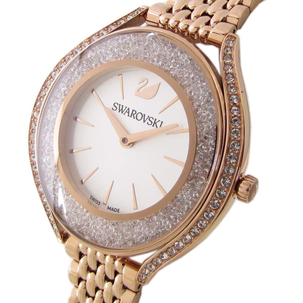 Swarovski Crystalline Aura Silver Dial Rose Gold Steel Strap Watch for Women - 5519459