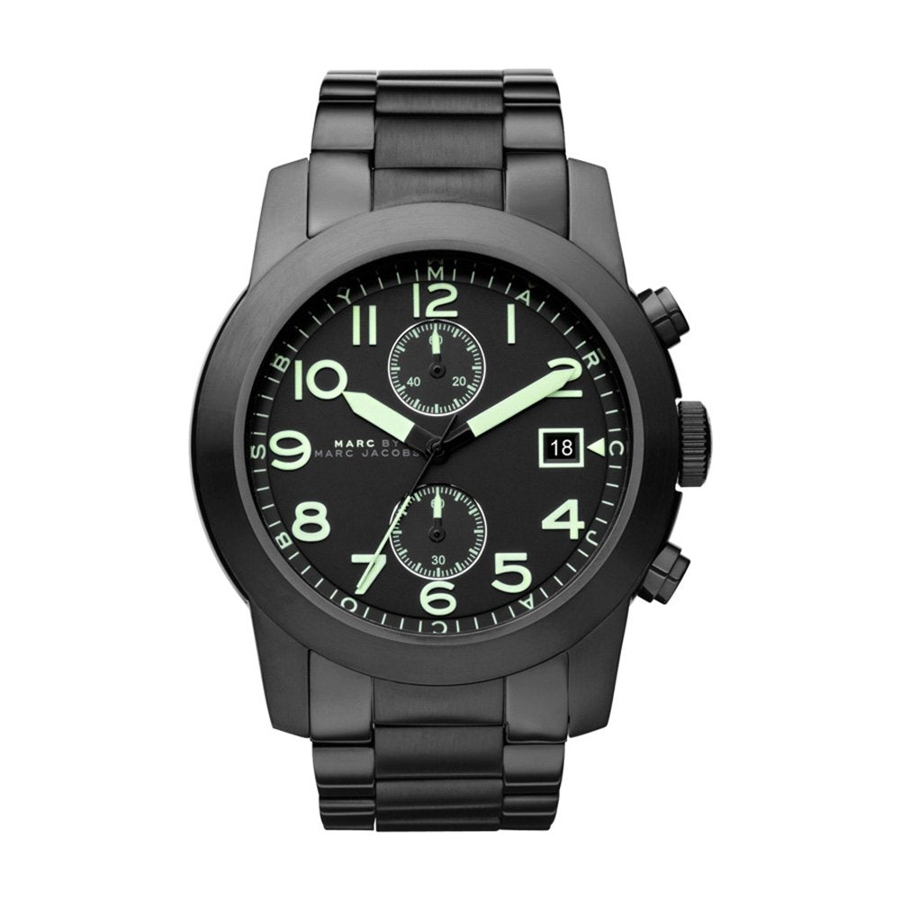 Marc Jacobs Larry Black Chronograph Dial Black Stainless Steel Strap Watch for Men - MBM5032