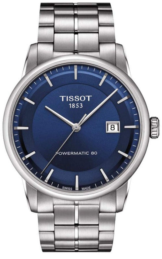 Tissot Luxury Powermatic 80 Blue Dial Silver Steel Strap Watch For Men - T086.407.11.041.00
