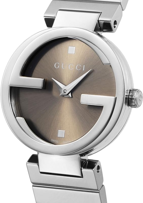 Gucci Interlocking G Brown Dial Silver Steel Strap Watch For Women - YA133506