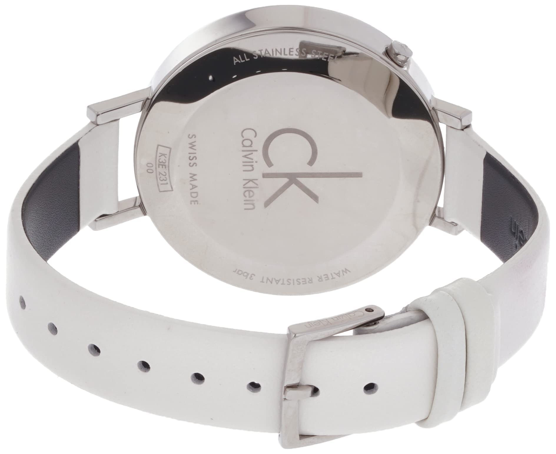 Calvin Klein Equal White Dial White Leather Strap Watch for Women - K3E231L6