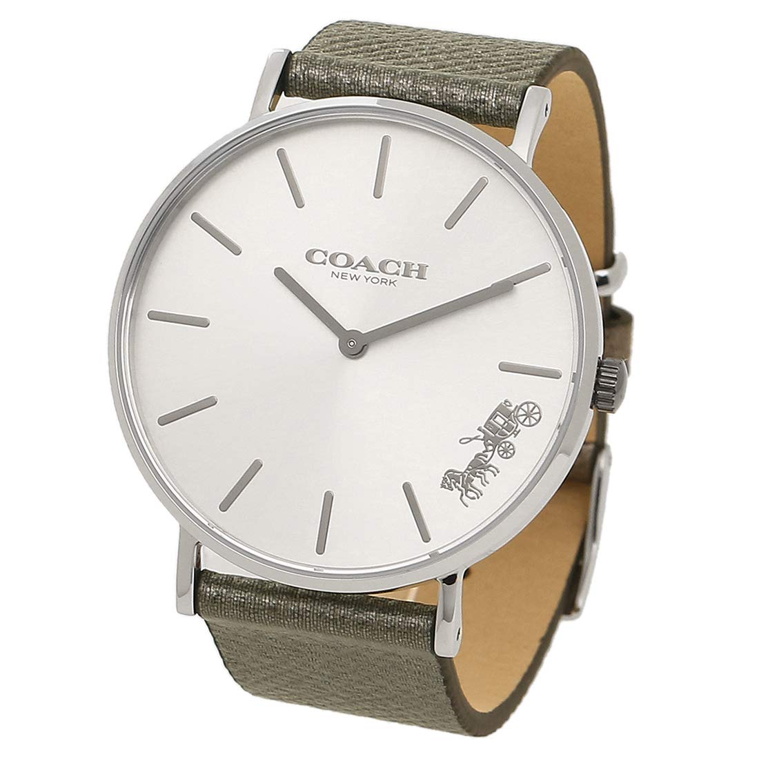 Coach Perry White Dial Grey Leather Strap Watch for Women - 14503155