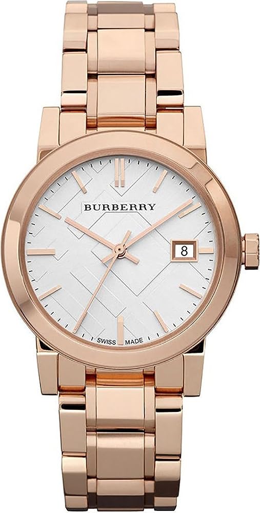 Burberry The City White Dial Rose Gold Steel Strap Watch for Women - BU9104
