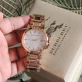 Burberry The City White Dial Rose Gold Steel Strap Watch for Women - BU9004