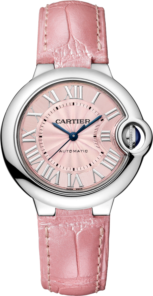 Cartier Ballon Blue De Cartier Pink Dial Pink Leather Strap Watch for Women - WSBB0031